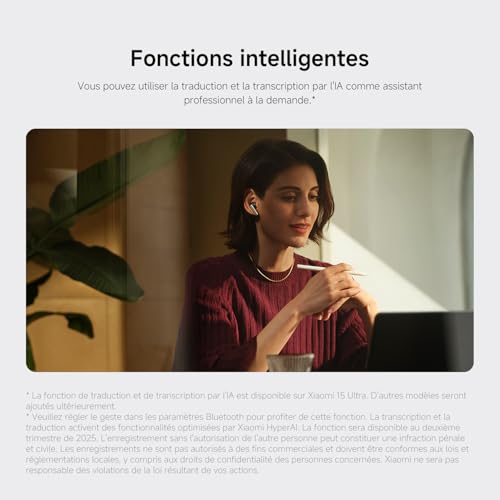 XIAOMI Buds 5 Pro Écouteurs sans Fil Bluetooth, Transmission WiFi, Triple Coaxial, Double Amplificateur, ANC 55 DB, Harman AudioEFX, 8 h + 40 h, IP54