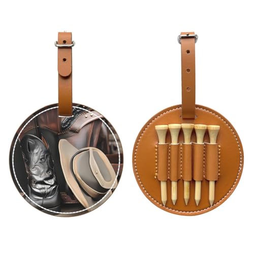 WXXWXD Cowboy Black Hat Western Boots Printed Golf Tee Storage Bag - Portable Storage, Easily Organize Tees