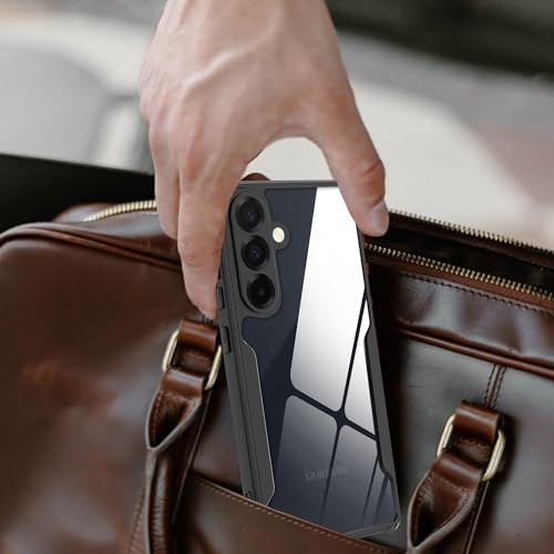Image of A rtistque Clear Hard Transparent Acrylic Armor Anti-Drop Shockproof TPU Edge Back Cover Case for Samsung Galaxy A55 - Black