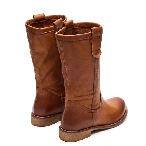 Mid Calf Boots for Women Pull On Fall Riding Boots Round Toe Comfortable Low Chunky Heel Casul Dress Boot3