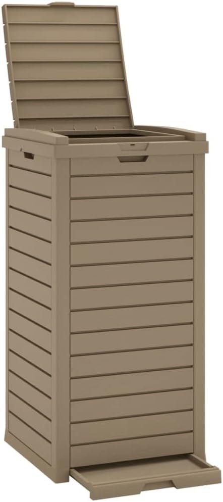 vidaXL Trash Can, Garbage Can Trash Bin for Backyard Garden Pathway, Outdoor Trash Can for Recycling Waste Separation, Light Brown Polypropylene