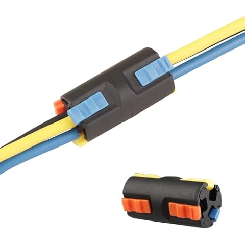 Brightfour Lever Wire Connectors 3 Port, Cylindrical 3 Wire Automotive Electrical Connectors for AWG 16-20, Reusable Electric Connectors for Wiring, Black 10 PCS Cover