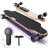Youth Electric Skateboard Electric Longboard with Wireless Remote Control 7 Layers Maple Waterproof E-Skateboard for Adult, 250W Moter, 12 MPH Top Speed, Max Load 220lbs (Black)