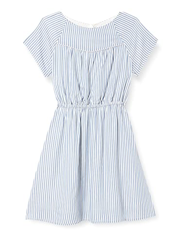 IKKS Junior Robe Bleues et Blanches à Volants et Strass XU30012.11 décontractée, Rayures Fil à Fil, 12 Ans Fille