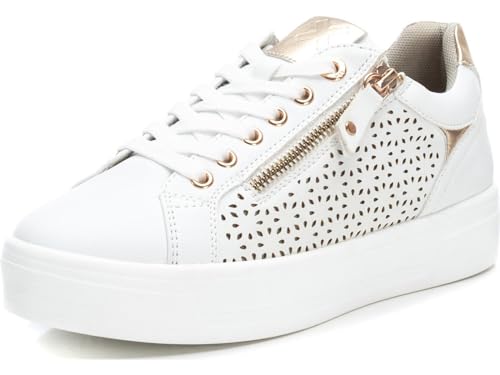 XTI - Zapatilla Cierre de Cremallera para Mujer, Color: Blanco, Talla: 36