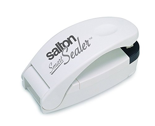 Salton SmartSealer 2-in-1 Bag Sealer and Cutter for Chip Bags, Reseal and Cut Food Storage Snack Bags, Handheld and Portable, White (BS1442)