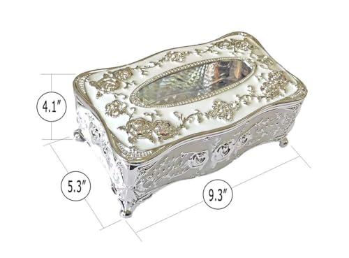 Image of Napkin Holder for Dining Table - Tabletop Napkin Dispenser, Tissue Paper Container for Kitchen, Home, Office, Restaurant (Silver-White)