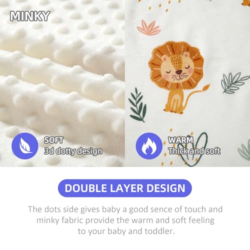 Image of Baby Nursery Bed Blankets Ultra Soft Double Layer Mini Blanket Minky Blanket Receiving Blankets Shower Gifts(Lion,45 * 60in)