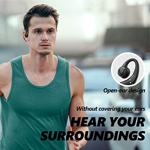 Open Ear Headphones, Bluetooth 5.3 Earbuds With 60H Playtime Ipx7 Waterproof Wireless Earbuds Immersive Premium Sound True Wireless Open Ear Earbuds With Earhooks For Running, Walking And Workouts #TOP3