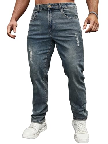 Jeans for Men | Distressed Denim Pants with Slim Tapered Fit & Wa...