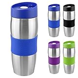 WELLGRO Thermobecher 380 ml - Edelstahl - BPA-frei - Isolierbecher - Farbe wählbar, Farbe:Blau