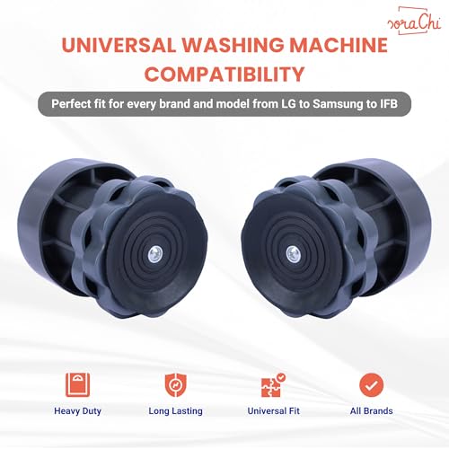 Image of SoraChi Washing Machine Stand Set of 4 Anti Vibration Pads | Elevated Plastic Feet Reduce Noise & Vibrations | Protects Against Water Damage Rust | for Front Load Top Load Semi Automatic (6.5x10cm)