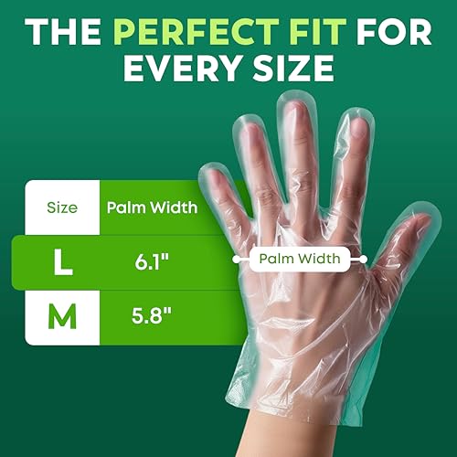 Image of Keppi 600 Pack Disposable Gloves Medium - Clear HDPE Plastic, Food Safe, Latex-Free, BPA-Free - Single-Use for Cooking, Food Prep, Cleaning & Serving