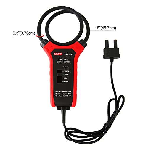 Image of UNI-T Flexible Current Probe UT-CS09D, 18 inch Flex Clamp, 0.1A Resolution, 3000A Current Paired with UT208B / UT206B Digital Clamp Meter, 500Hz Frequency Response, 1-Meter Drop Durability