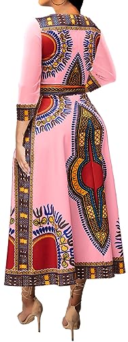 Image of VisiChenup African Print Dress for Women Casual Midi Dress