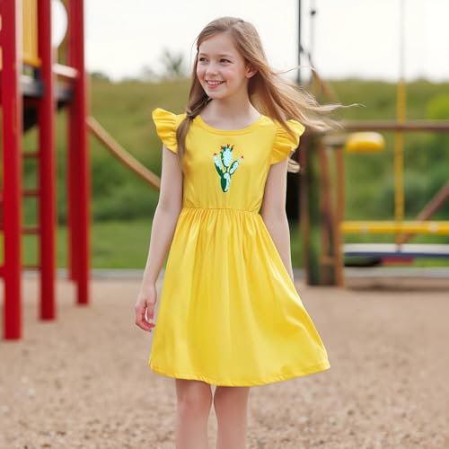 Image of Toddler Little Girls Casual Dresses Short Sleeve Crew Neck Graphic Cartoon Dress for 2-8 Years