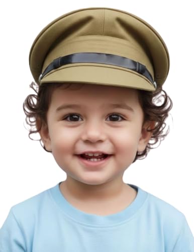 Image of BookMyCostume Police Inspector Commissioner Khakhi Cap for Boys and Men 2-6 Years Brown