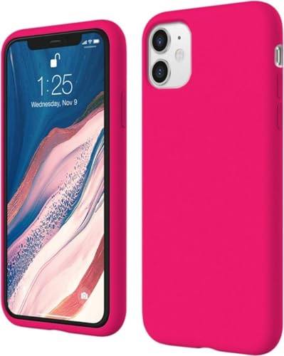 Image of Premium Liquid Silicone Case for iPhone 11 - Slim Full Body Protective Back Cover with Soft Microfiber Lining, Anti-Slip Grip Scratch Resistant Phone Case(Hot Pink)