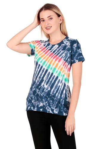 Image of Stories.Label Women 100% Cotton Printed Tshirt in Ribbed Neck Includes Plus Sizes, Regular Fit and Half Sleeves (Sizes Medium -5XL)
