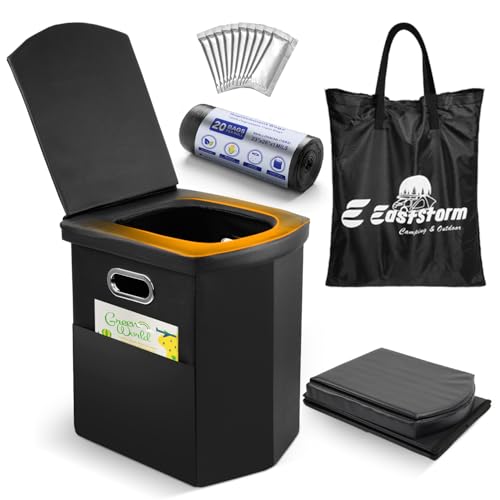 E EASTSTORM Faltbare Campingtoilette, 42 cm Sitzhöhe wie daheim, notfall toilett für Erwachsene & Kinder, Garten,Angeln,Zelt, Schlafzimmer, Roadtrips, Strand.Tragkraft 200 kg
