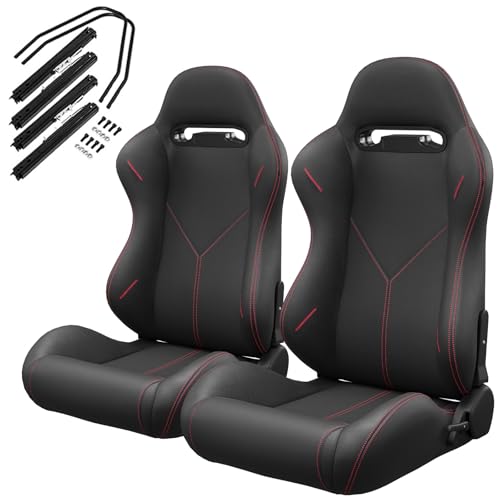 Pair of Universal Racing Seats, PVC Leather,...