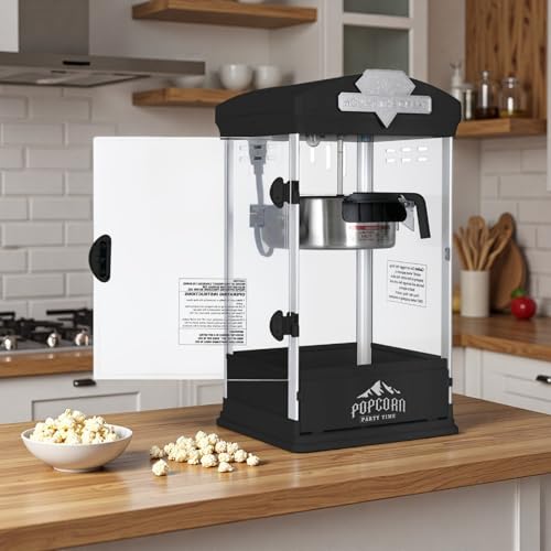 Image of Commercial Popcorn Machine, 8 Oz Portable Popcorn Makers with Warming Deck, Tabletop Pop Corn Popper with Measuring Cup and Spoon, for Home, Birthday Parties, Theater, School Events, Black