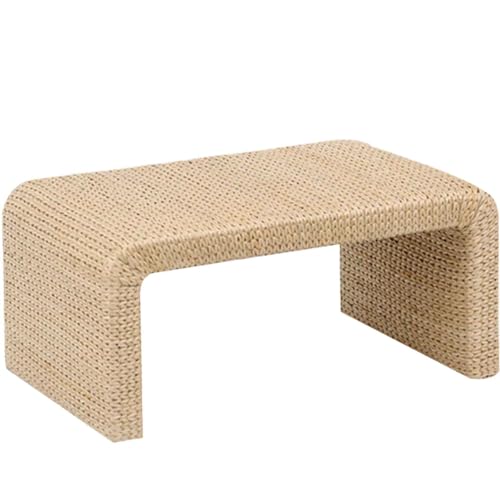 Rattan Japanese Low Table Floor Standing Living Room Coffee Table Handmade Solid Wood + Rattan No Installation Required(120 * 50 * 38cm)