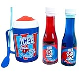 ICEE Making Cup & 2 Syrups Set – Officially Licensed, Reusable Slushie Cup with Classic Cherry & Tangy Blue Raspberry Syrups – DIY Frozen Drink Maker for Home & Parties.