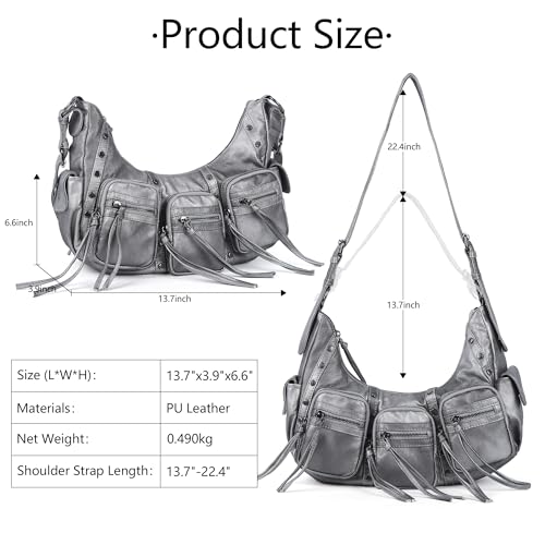 Image of Angel Kiss Hobo Bags Purse for Women Y2K Shoulder Bag Multi Pockets Designer Satchel Studded Handbags with Strap
