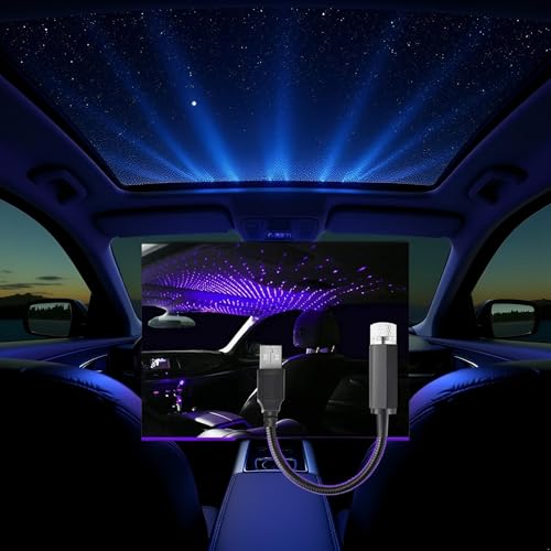 Image of Blue USB Star Projector Night Light,Adjustable Romantic Starry Sky Projector Car Light,Portable Atmosphere Decorative Auto Roof Light for Various Occasions, Home Improvement,Wall Lights Night-Lights