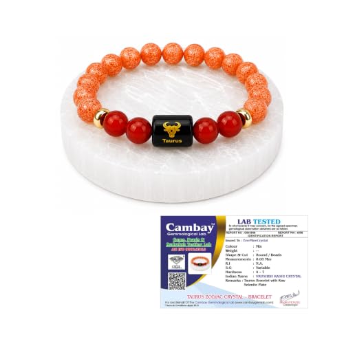 Image of Zodiac Crystal Bracelet with Raw Selenite Plate for Men & Women | Aries, Taurus, Gemini, Cancer, Leo, Virgo, Libra, Scorpio, Sagittarius, Capricorn, Aquarius & Pisces Rashi Bracelet | Astrology Healing Crystal Gift