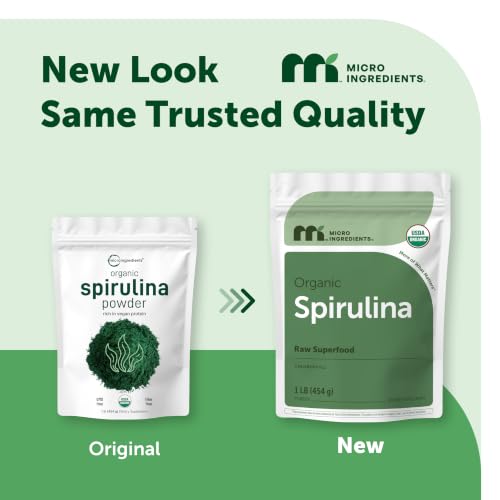 Image of Organic Spirulina Powder, 1lb | Blue-Green Algae, Naturally Occurring Vegan Protein, Vitamins & Minerals | Source of Natural Chlorophyll & Enzymes | Non-GMO, Gluten-Free, No Additives