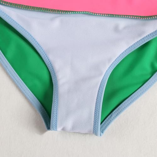 Image of Little Girl Swimsuit Casual Swimwear Kids Two Piece Color Block Bathing Suits Beach Bikini Set 3-12Years