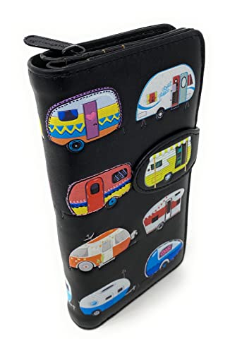 Shag Wear Happy Camper Van Large Wallet for Women and Teen Girls Vegan Faux Leather Stylish Campervan Design Spacious and Trendy RV Wallet 7