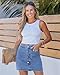luvamia Jean Skirts for Women Denim High Waisted Trendy Stretchy Mini Button Front Short Pencil Skirt with Patch Pockets Medium Blue Size Large Fits US 12-14