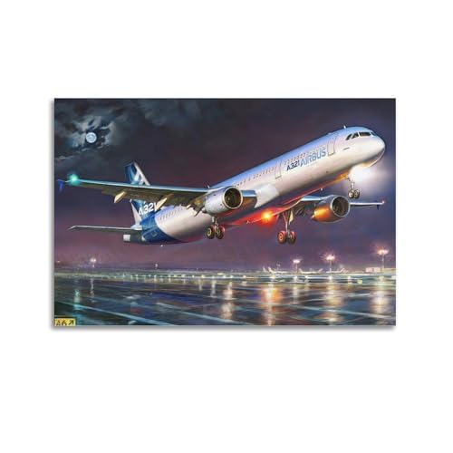 ZLQYHW Poster d'avions civils A-321 - Impression sur toile décorative - Motif avion de ligne - Pour chambre à coucher - 30 x 45 cm