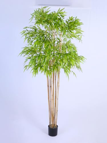 Image of ARICK DECOR 7Ft Artificial Bamboo Tree in Pot, 7ft Realistic Faux Bamboo Silk Plant with Natural Canes, Peacock Shaped Extra Large Floor Decor for Home, Office & Balcony