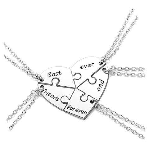PESOENTH BFF Best Friend Necklace For 5,Friendship Jewelry For Women Gift,Matching Heart Best Friends Forever and ever Pendant Necklaces Set Birthday for Friendship BBF Cover
