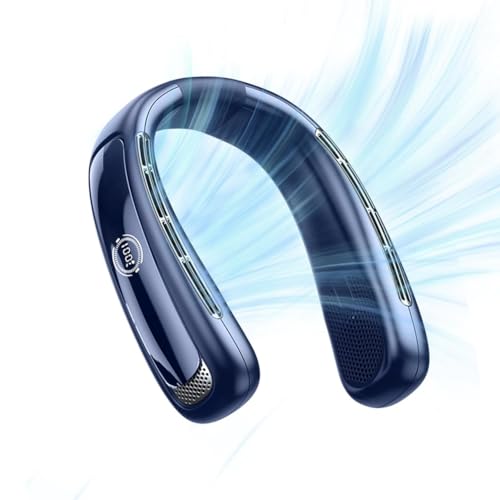 Yopeissn Ventilador de Cuello Portátil Recargable de 5200 MAh: Aire Acondicionado Personal Ligero, Sin Aspas y de 5 Velocidades para Hombres y Mujeres