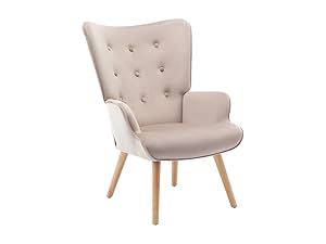 Vente-unique - Scandinavian Armchair - Beige Velvet Armchair VATELY