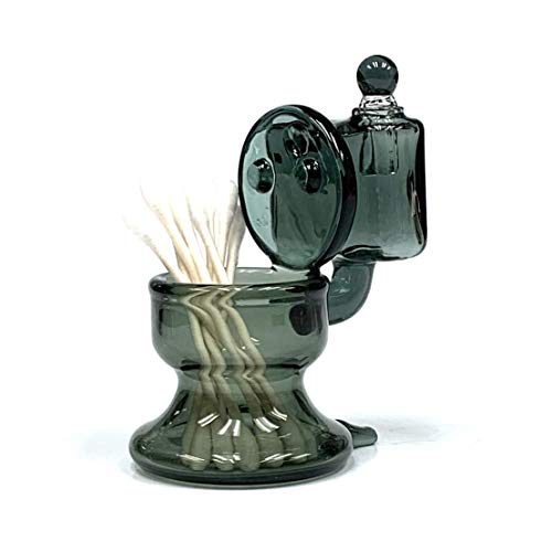 Black Glass Toilet Cotton Swab Q-Tip Holder / Alcohol Station 4"