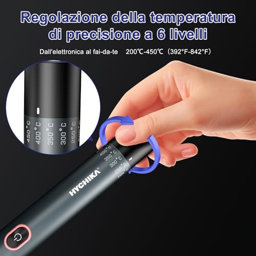 Hychika Saldatore A Stagno A Batteria, Saldatore Dotato Di 2600Mah, Riscaldamento Rapido In 7S (200℃-450℃), Sospensione/Spegnimento Auto, Per Riparazione Di Prodotti Elettronici, Saldatura E Diy - 3