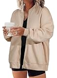 Eytino Plus Size Jackets for Women Casual Lightweight Jacket Long Sleeve Full Zip Coat,2X Pale Khaki