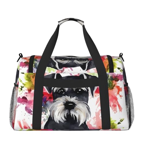 Schnauzer Travel Duffel Bag Lightweight Waterproof Carry On Tote Bag Foldable Weekender Overnight Bags Sport Gym Bag For Women Men2