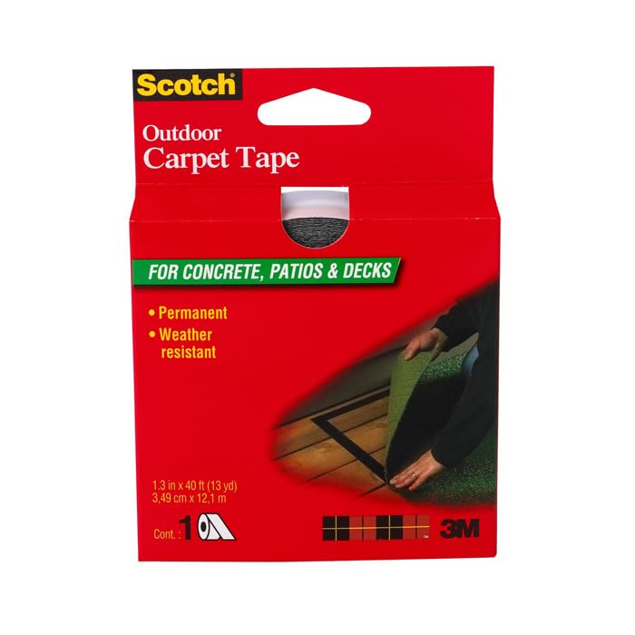 3M 12-Rolls of 1.3" x 40' CT31 Scotch Black Outdoor Carpet Tape for Concrete Patio's and Decks