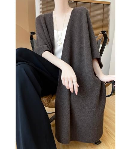 100% Merino Wool Shawl Wrap Women's Knitted Poncho Cape Cardigan Autumn Winter Loose Open Sweater Coat3
