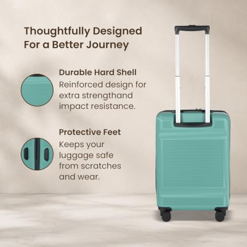 Image of SWISS MILITARY Pascal Hard 55cm Lightweight PC Small Cabin Travel Luggage Trolley Bag, Anti-Theft Zippers & 3-Dial Lock, 360 Wheels, Wet Pocket & Aluminium Trolley Handle Suitcase Capacity 51L-Green