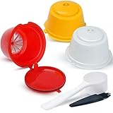  Letilio Filter-Kaffeekapseln, Mehrfarbig, wiederbefüllbar, für Dolce Gusto Kaffeemaschine, stark bis zu 160 Mal Verwendung, 3 Stück mit 1 Löffel und 1 Reinigungsbürste