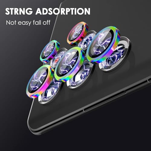 Image of Skinomi Camera Lens Protector Compatible with Samsung Galaxy S23 ultra 5G [Anti-Scratch] Premium Tempered Glass Film Aluminum Alloy Lens Ring Cover, Rainbow Titanium