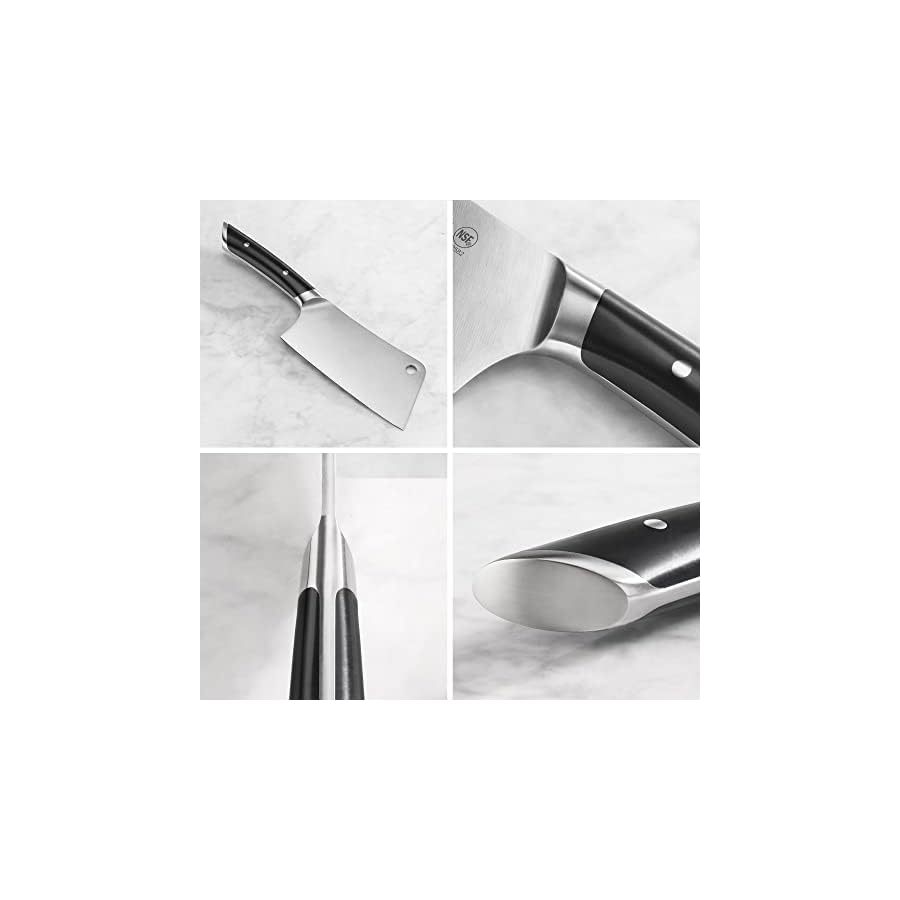 Cangshan HELENA Series German Steel Forged Cleaver Knife Block Set (3-Piece, Black)